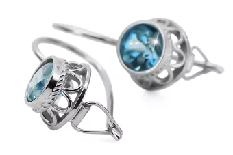Vintage craft Earrings Aquamarine Sterling silver 925 vec117s